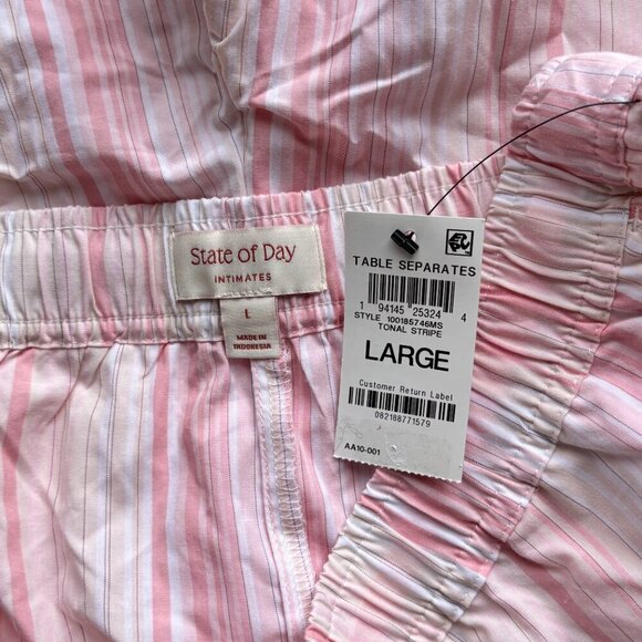 State of Day Women's Pink & White Striped Poplin Boxer Sleep Shorts Pajamas NWT - Picture 8 of 9